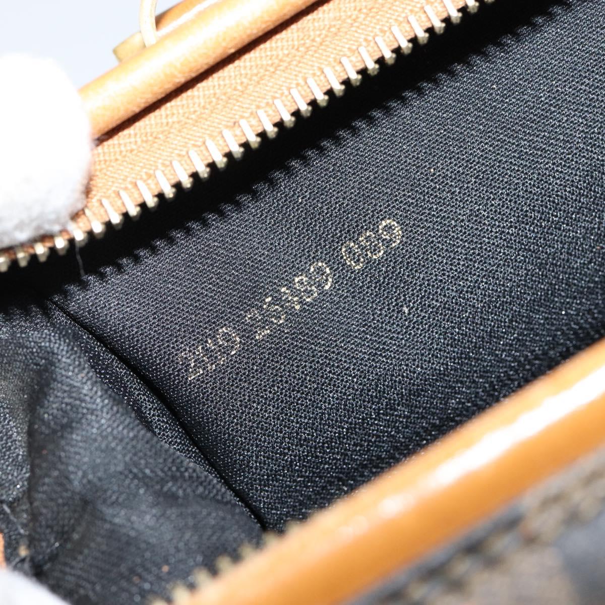 FENDI Pecan Canvas Hand Bag PVC Black Brown Auth 150072