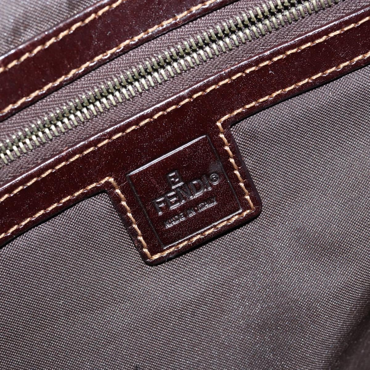 FENDI Zucchino Canvas Hand Bag Beige Gold Auth 150075