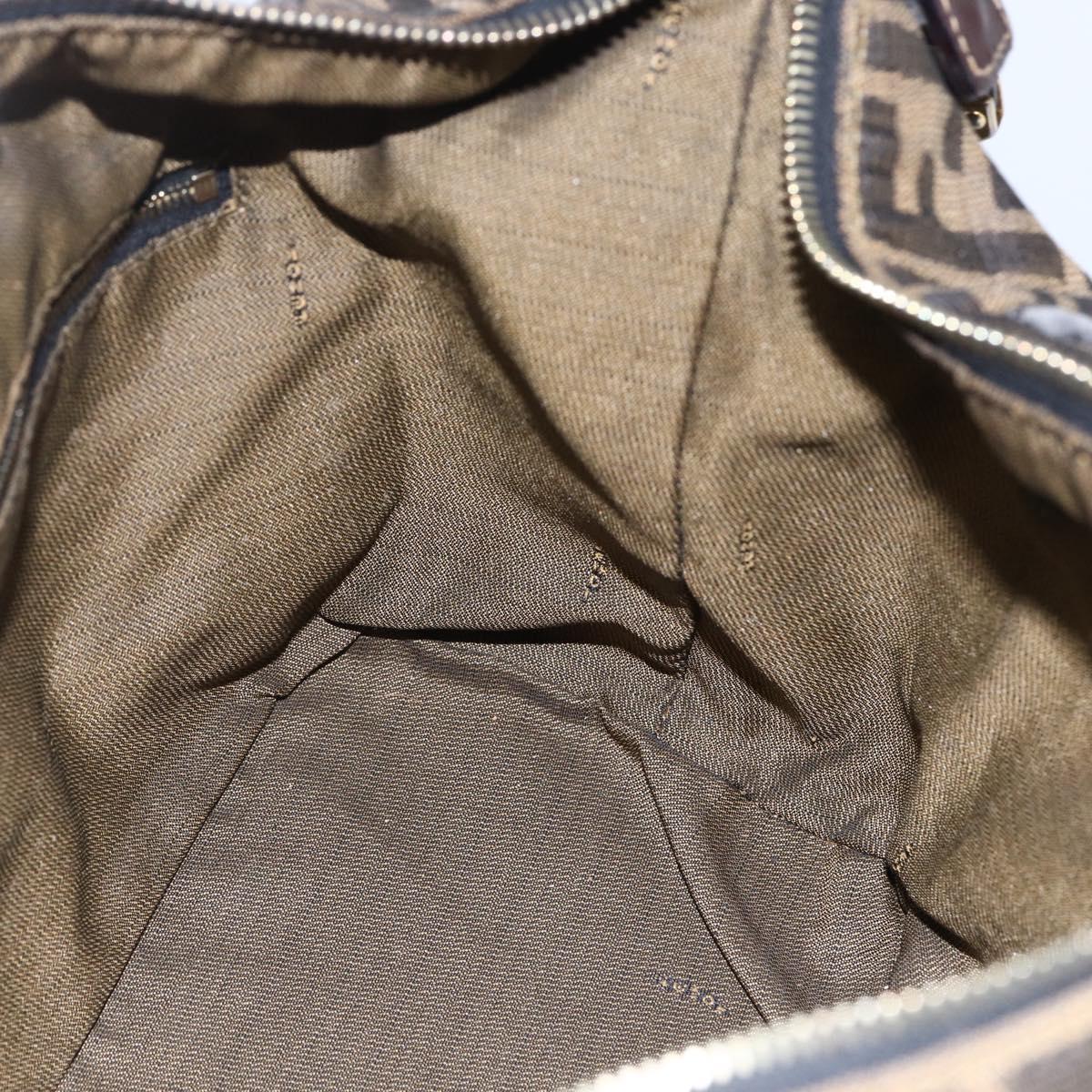 FENDI Zucca Canvas Vanity Hand Bag Black Brown Auth 150076