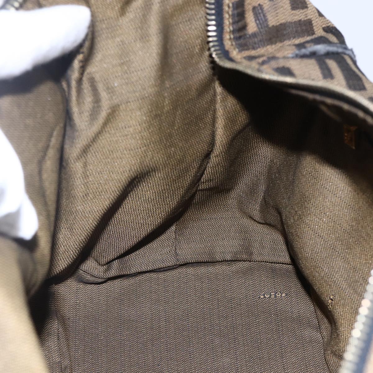 FENDI Zucca Canvas Vanity Hand Bag Black Brown Auth 150076