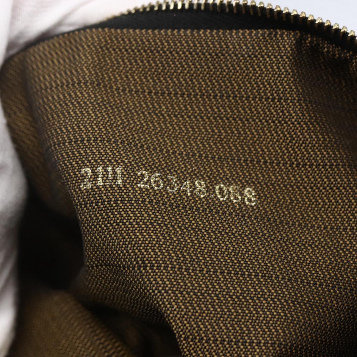 FENDI Zucca Canvas Vanity Hand Bag Black Brown Auth 150076