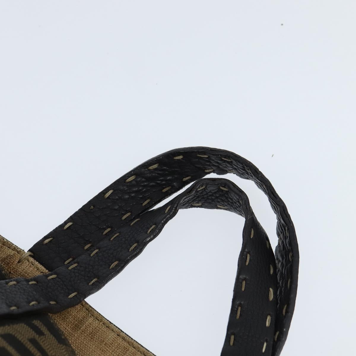FENDI Celeria Zucca Canvas Hand Bag Black Brown Auth 150077