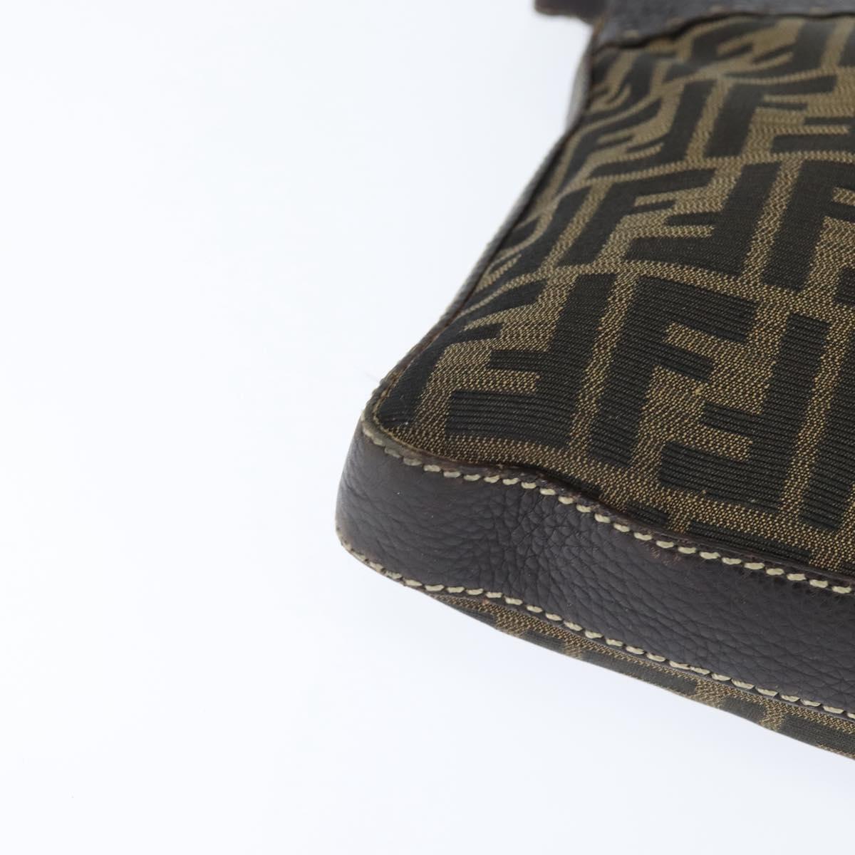 FENDI Zucca Canvas Celeria Shoulder Bag Black Brown Auth 150078