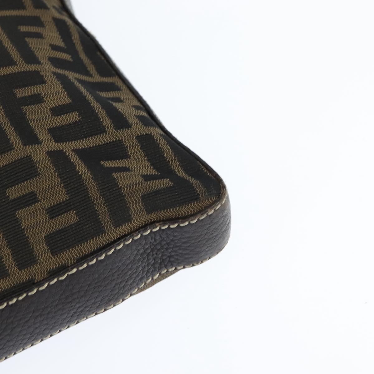 FENDI Zucca Canvas Celeria Shoulder Bag Black Brown Auth 150078