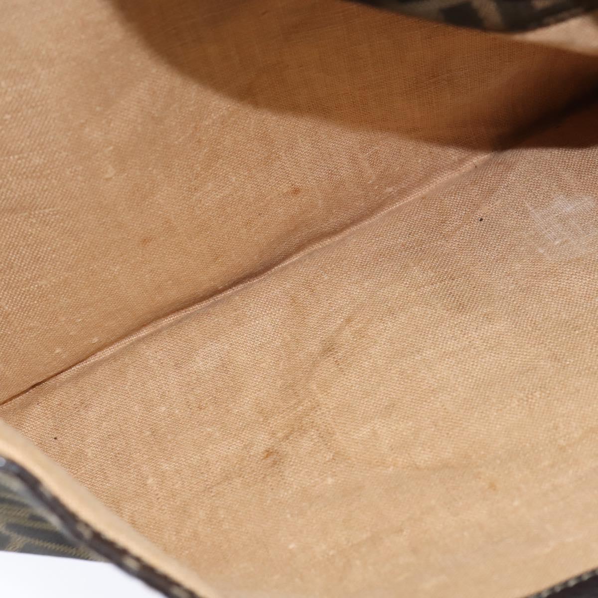 FENDI Zucca Canvas Celeria Shoulder Bag Black Brown Auth 150078