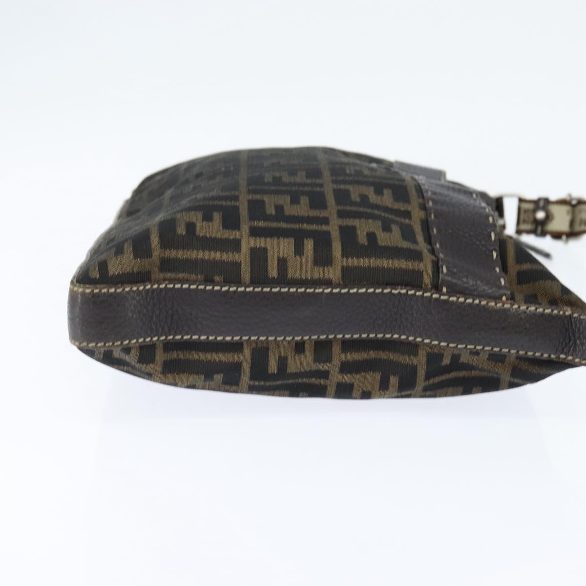 FENDI Zucca Canvas Celeria Shoulder Bag Black Brown Auth 150078