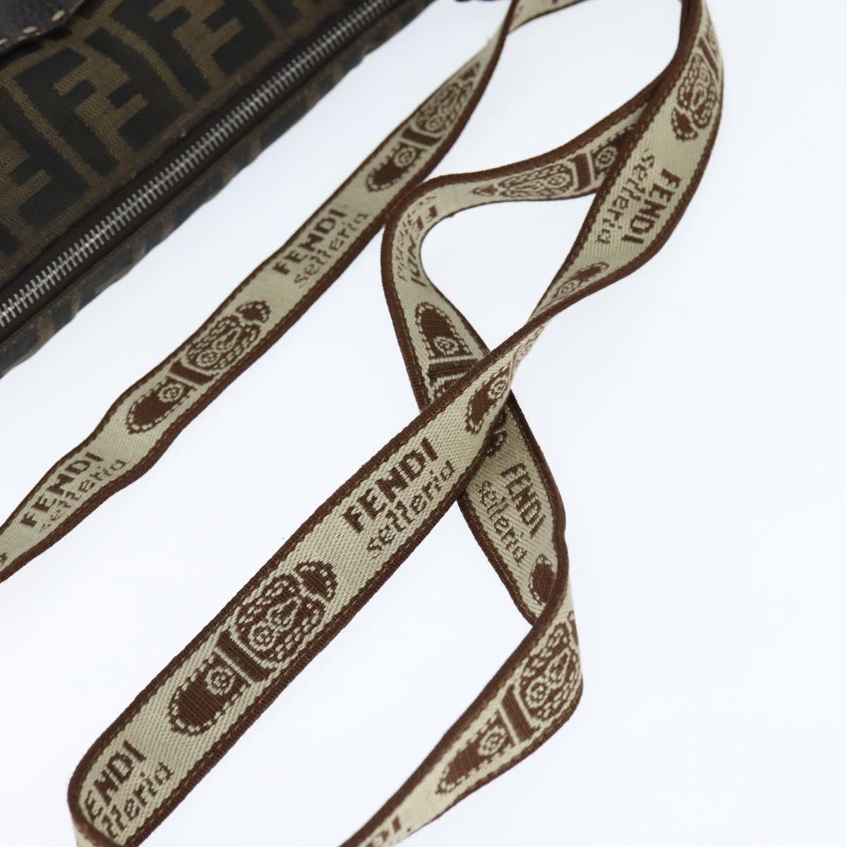 FENDI Zucca Canvas Celeria Shoulder Bag Black Brown Auth 150078