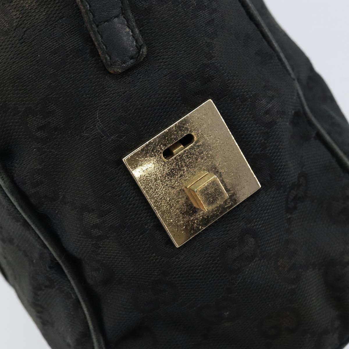 GUCCI GG Canvas Boston Bag Black Gold 000 0851 Auth 150082