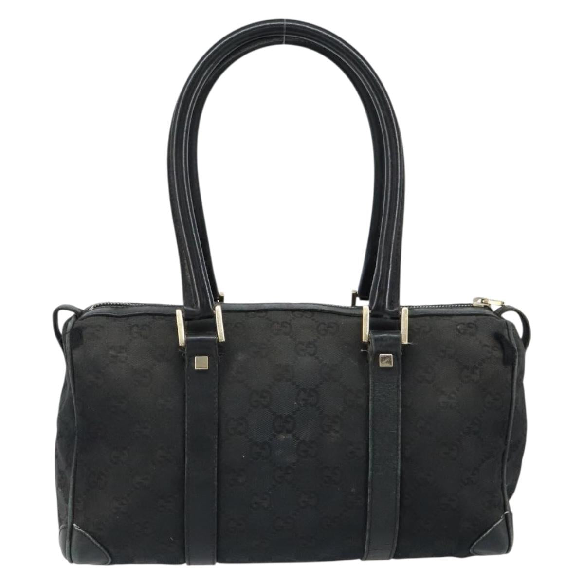 GUCCI GG Canvas Boston Bag Black Gold 000 0851 Auth 150082