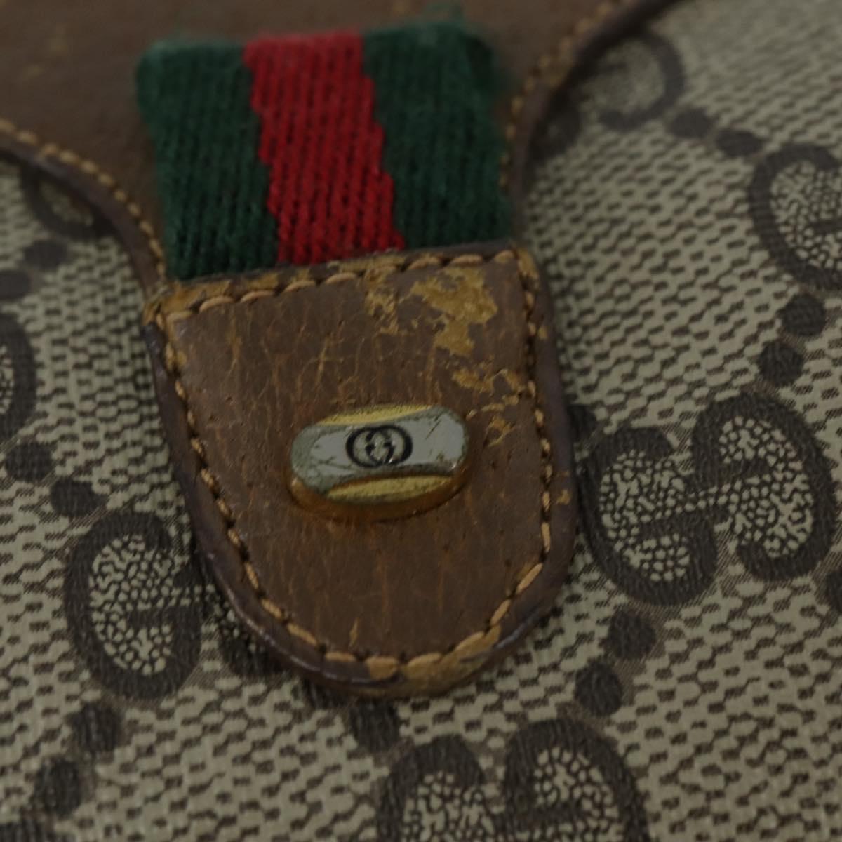 GUCCI GG Supreme Web Sherry Line Bag PVC Beige Gold 89 02 018 Auth 150084