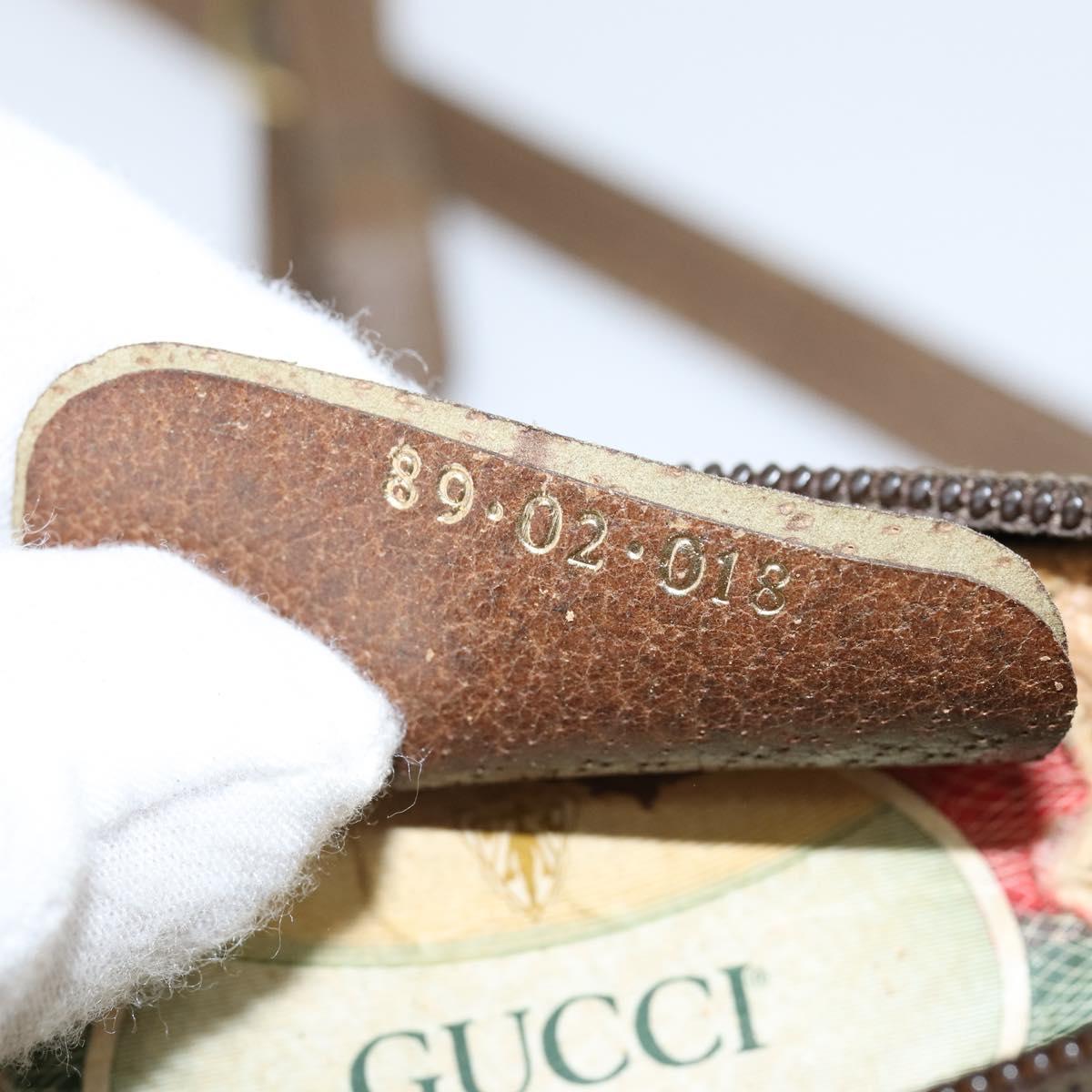 GUCCI GG Supreme Web Sherry Line Bag PVC Beige Gold 89 02 018 Auth 150084