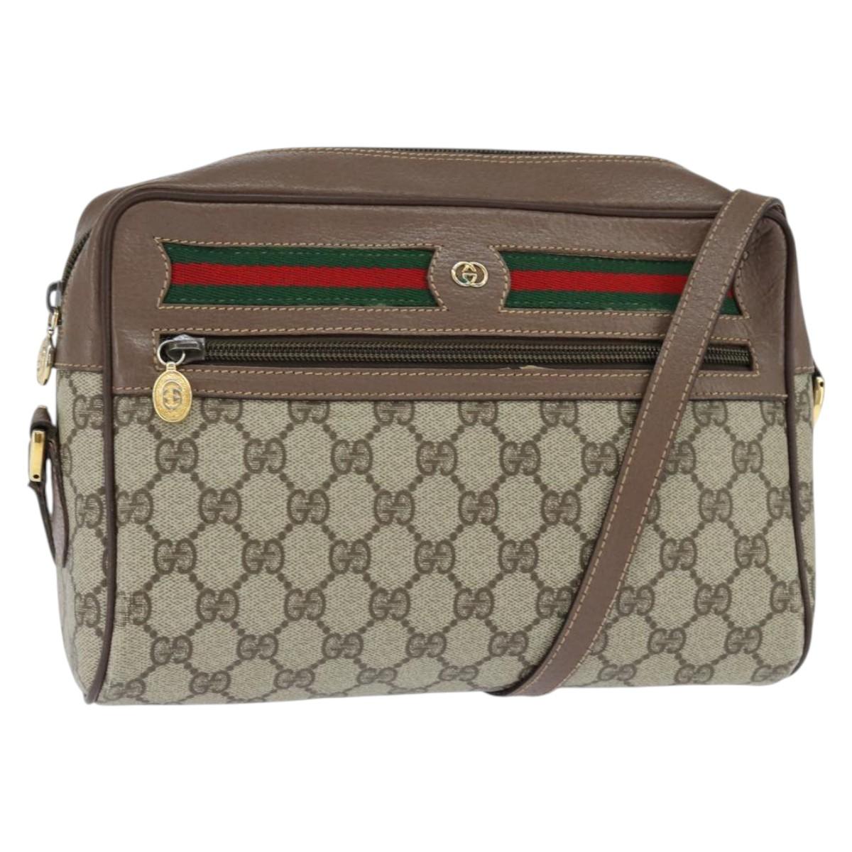 GUCCI GG Supreme Web Sherry Line Shoulder Bag PVC Beige 001 44 6472 Auth 150085