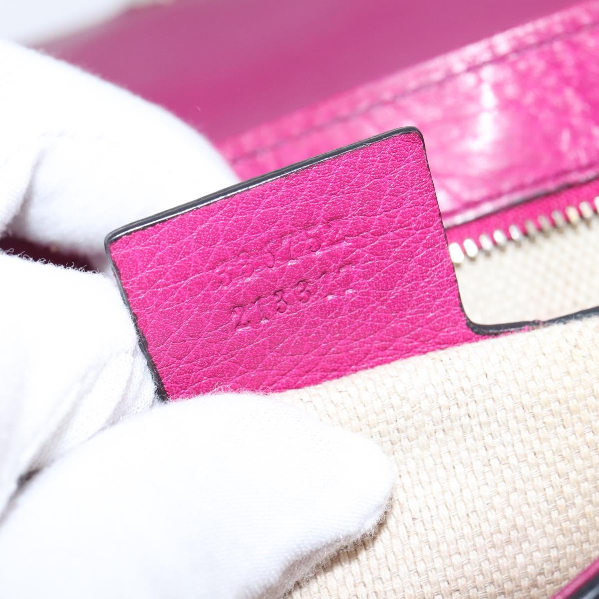 GUCCI Chain Soho Shoulder Bag Leather Pink Gold 336752 Auth 150086