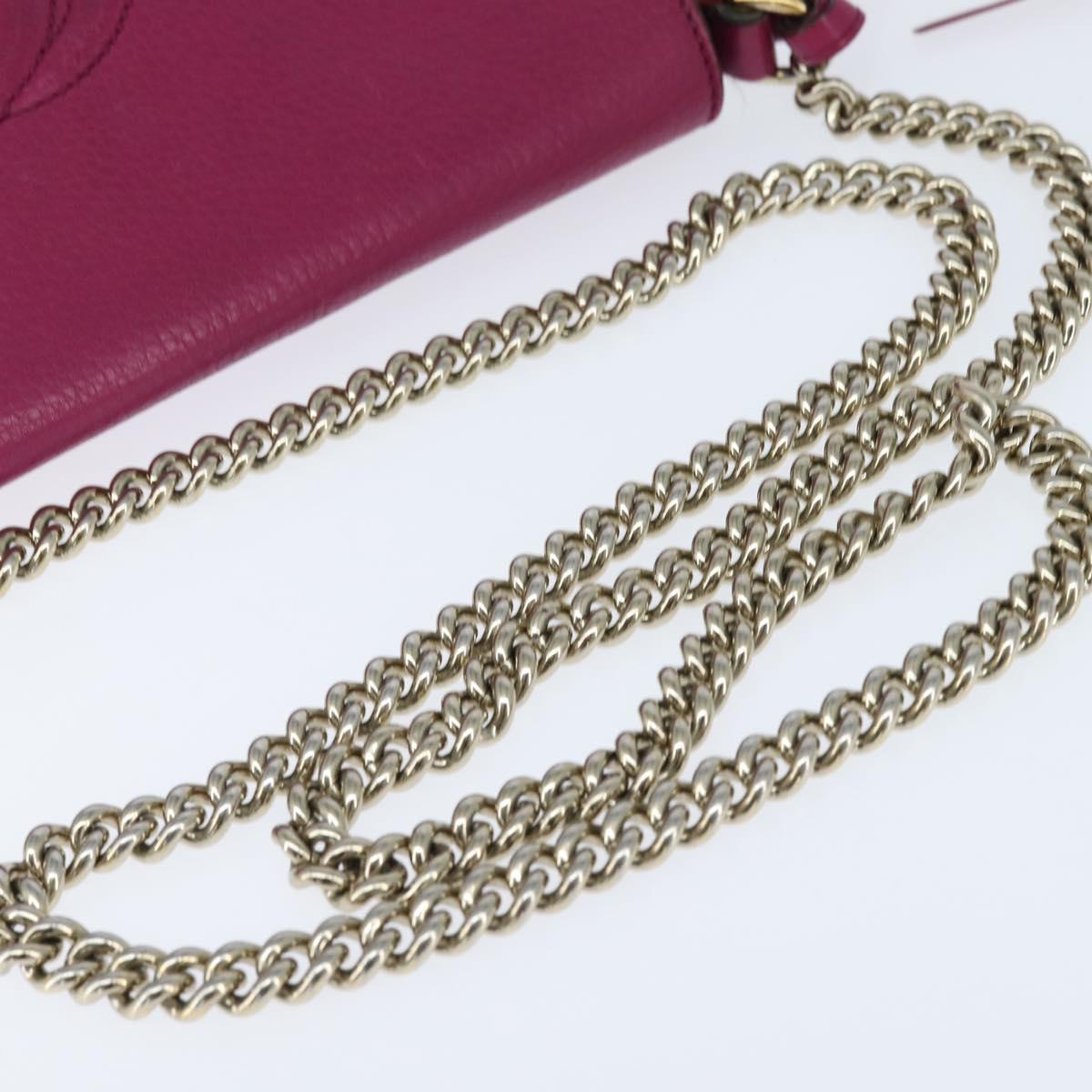 GUCCI Chain Soho Shoulder Bag Leather Pink Gold 336752 Auth 150086