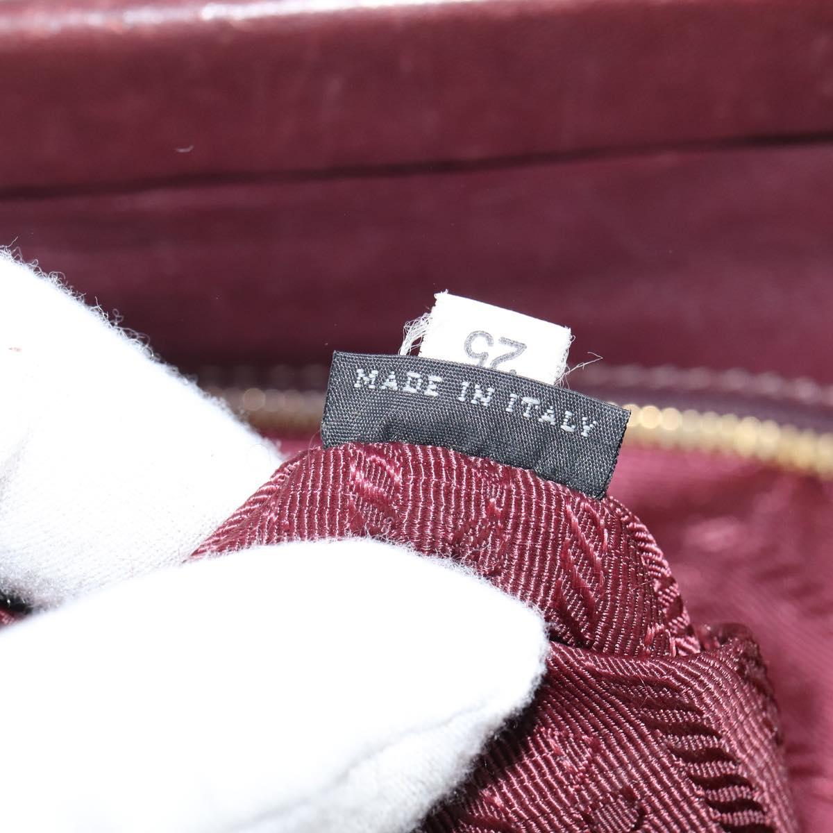 PRADA Gathered Hand Bag Leather 2way Bordeaux Gold Auth 150088