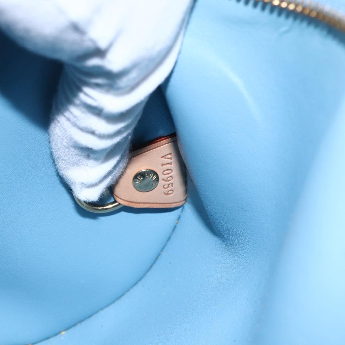 LOUIS VUITTON Monogram Vernis Bedford Hand Bag Baby Blue M91007 LV Auth 150111