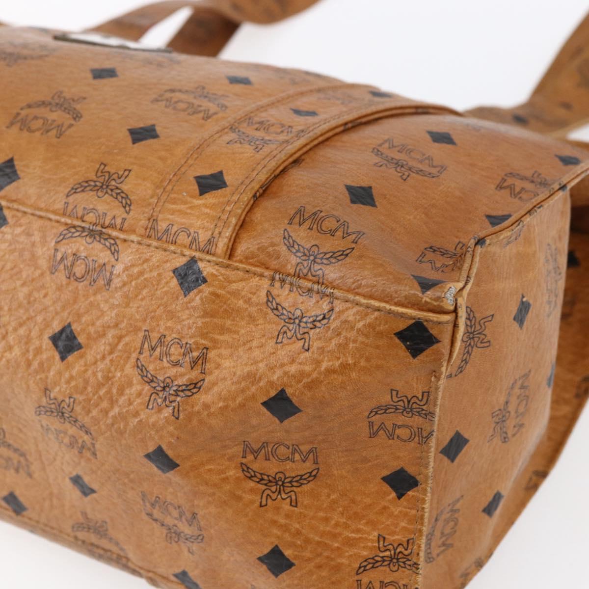 MCM Logogram Vicetos Tote Bag PVC Leather Brown Gold Auth 150113