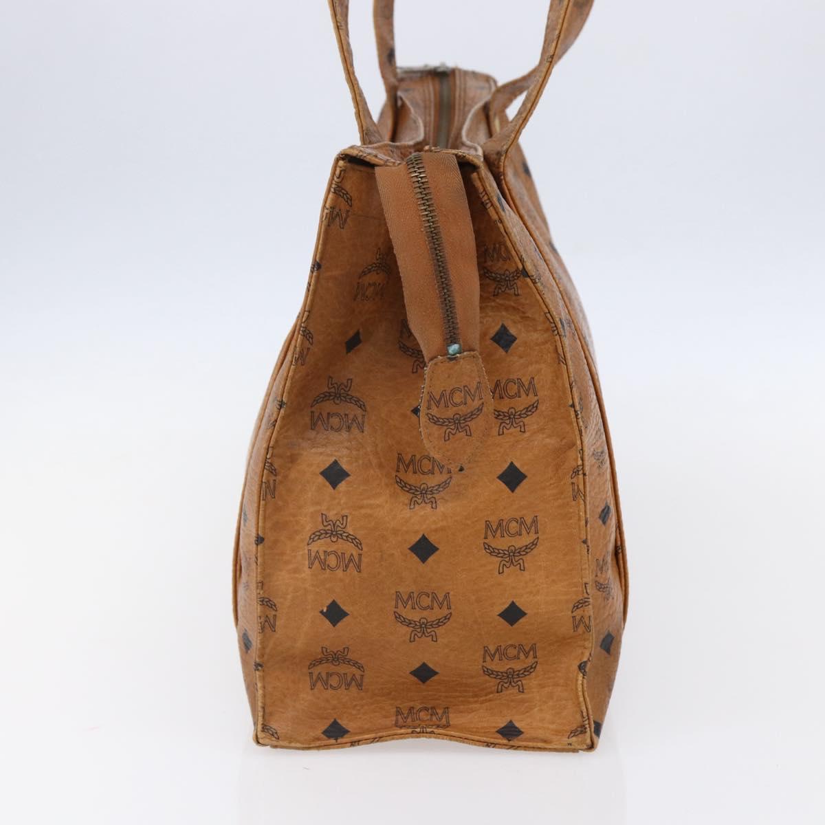 MCM Logogram Vicetos Tote Bag PVC Leather Brown Gold Auth 150113