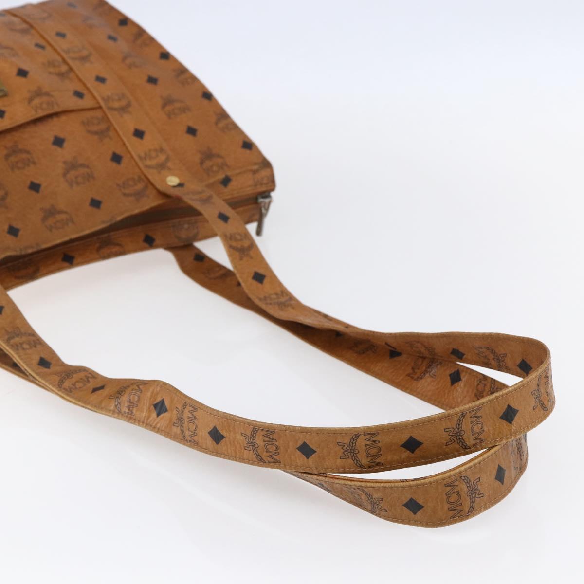 MCM Logogram Vicetos Tote Bag PVC Leather Brown Gold Auth 150113
