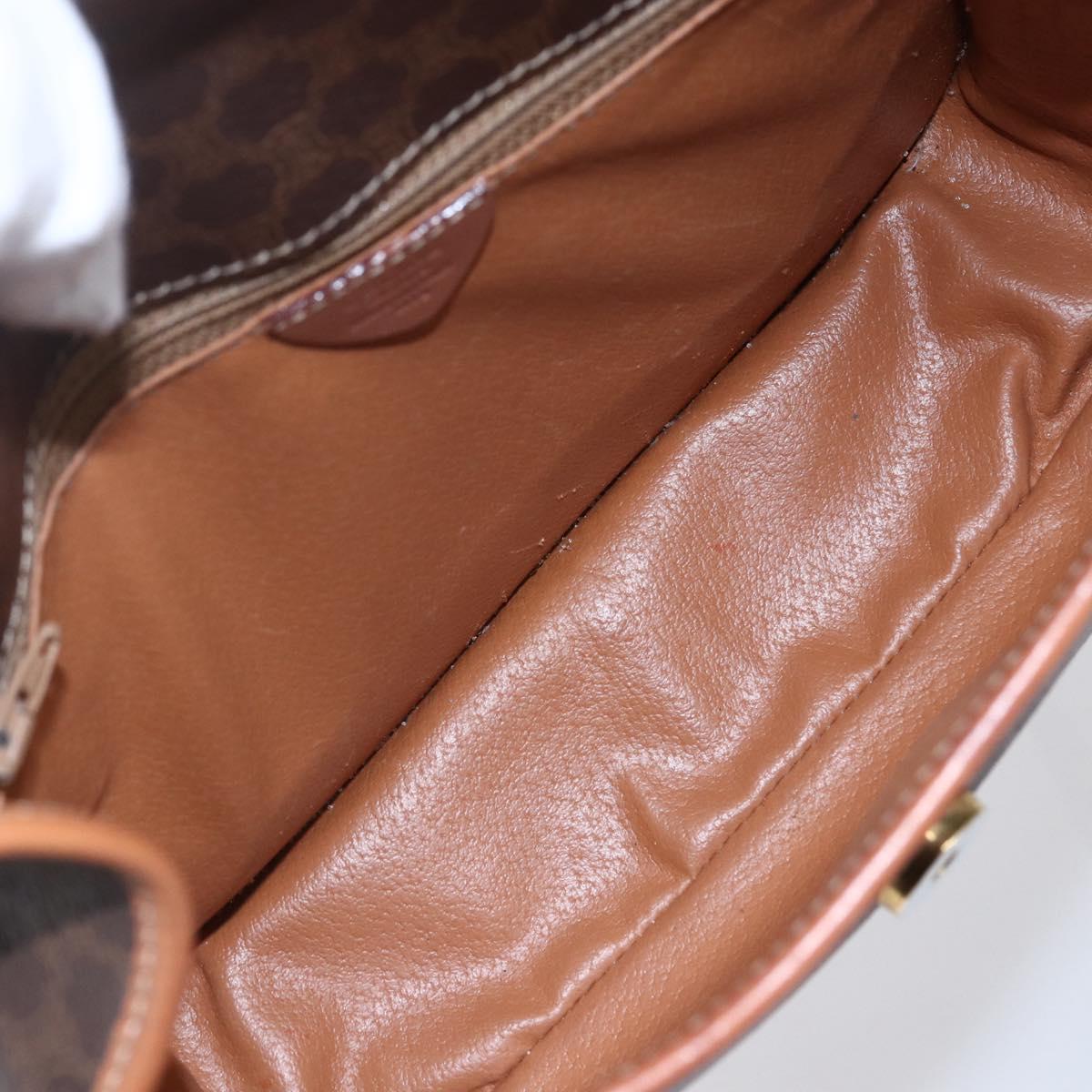 CELINE Macadam Canvas Shoulder Bag PVC Leather Brown Gold Auth 150117