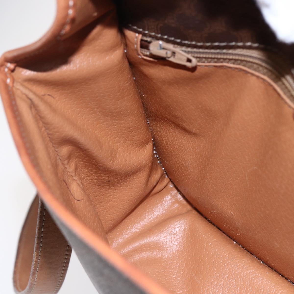 CELINE Macadam Canvas Shoulder Bag PVC Leather Brown Gold Auth 150117