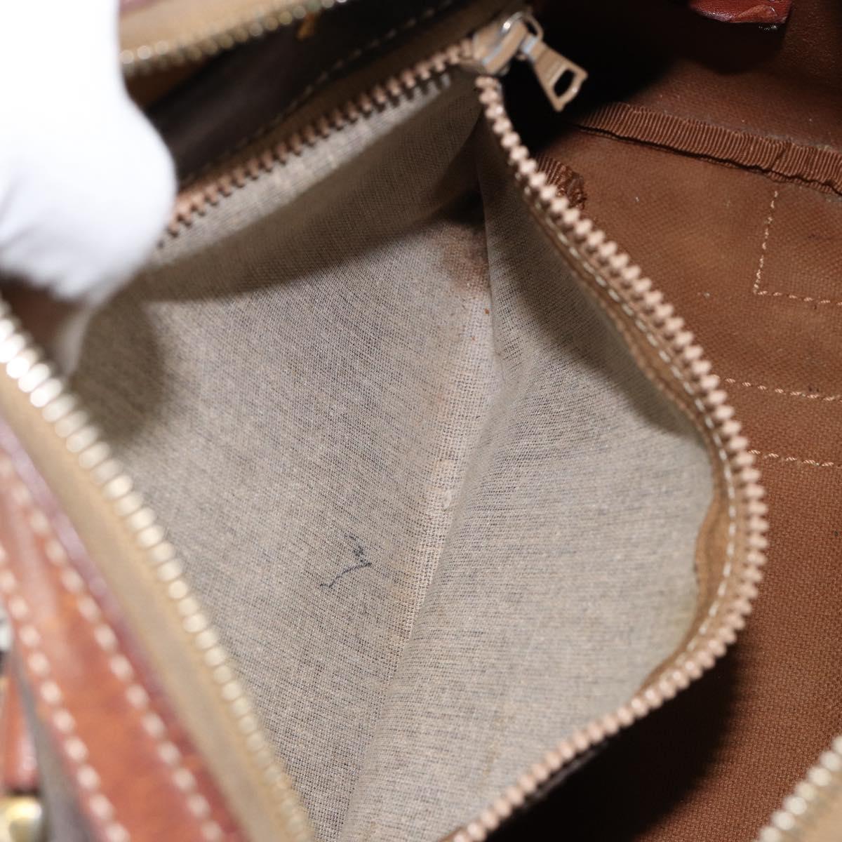 CELINE Macadam Canvas Hand Bag PVC Leather Brown Gold Auth 150118