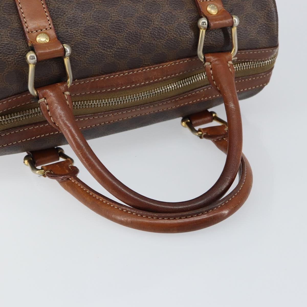 CELINE Macadam Canvas Hand Bag PVC Leather Brown Gold Auth 150118