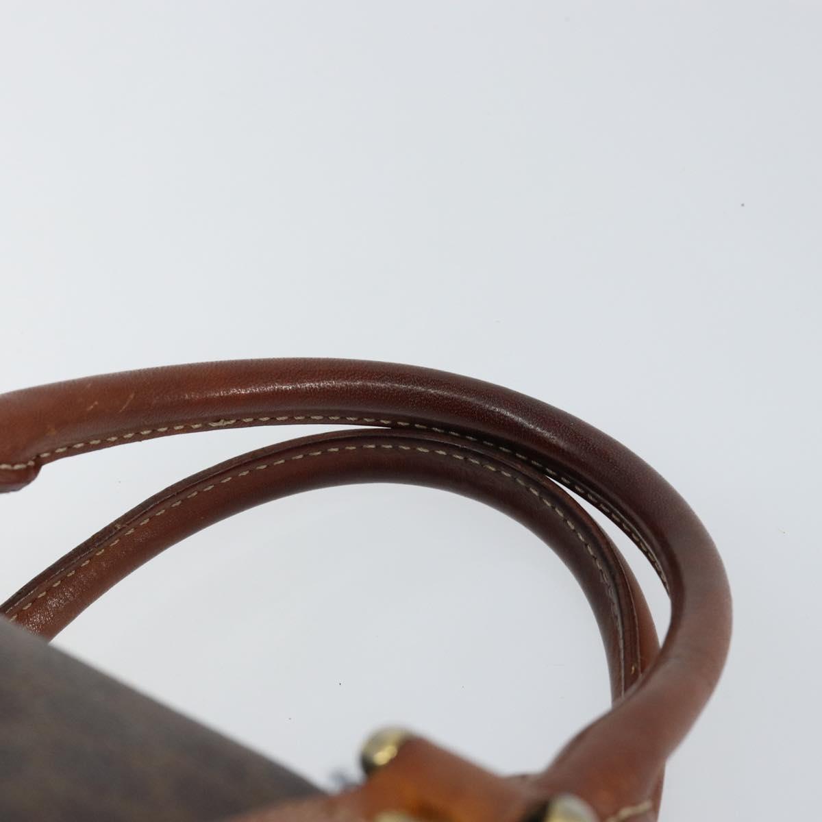 CELINE Macadam Canvas Hand Bag PVC Leather Brown Gold Auth 150118