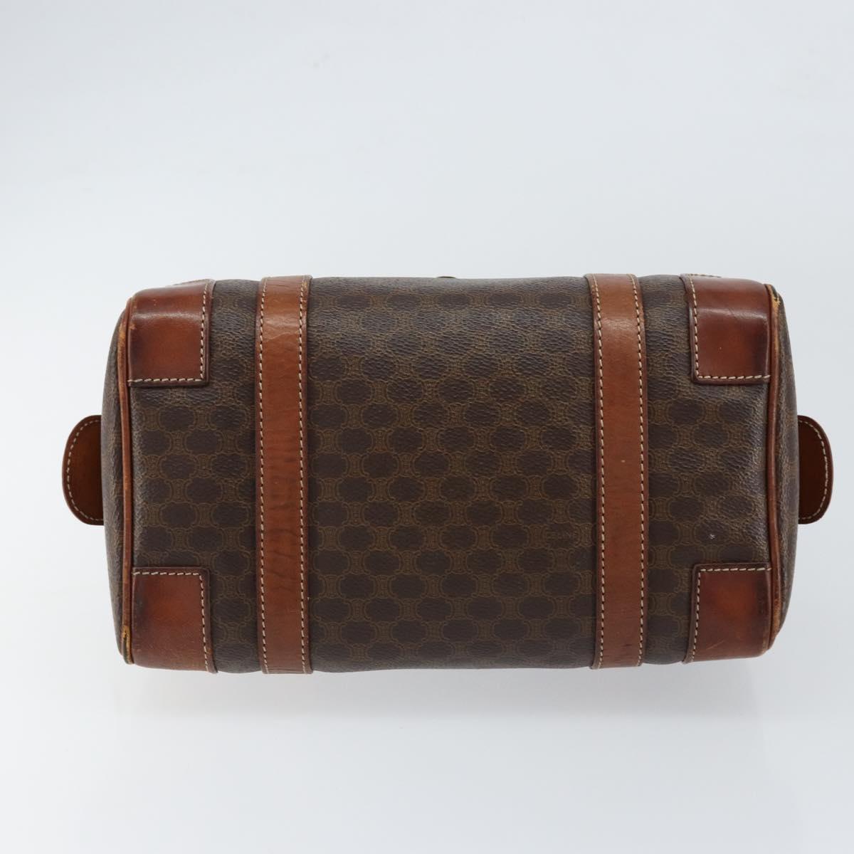 CELINE Macadam Canvas Hand Bag PVC Leather Brown Gold Auth 150118