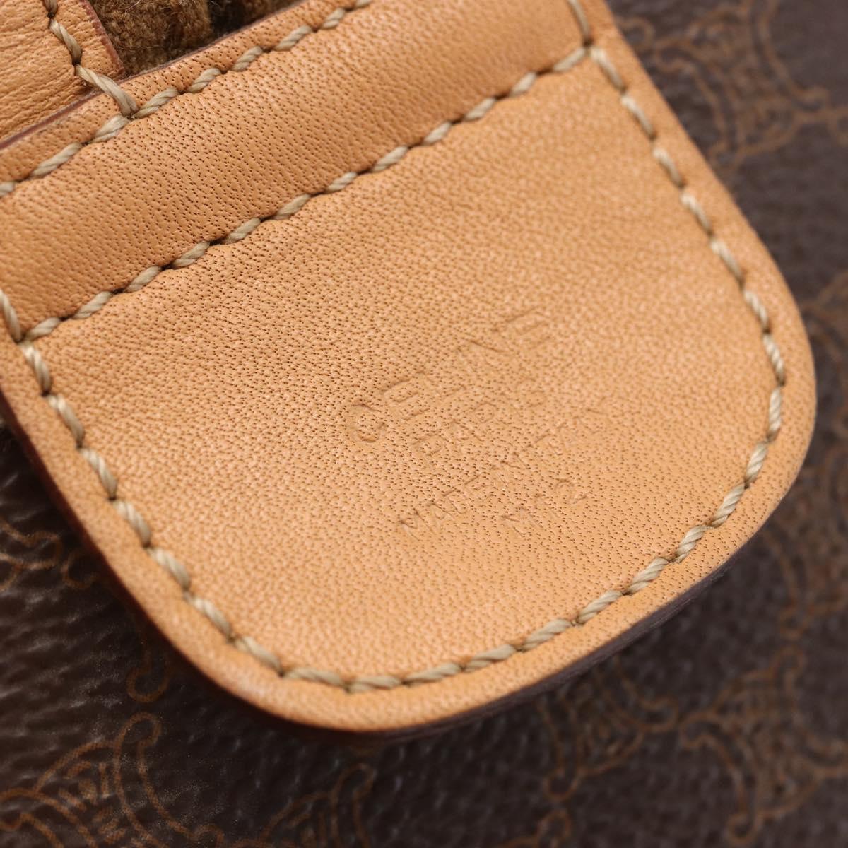 CELINE Macadam Canvas Boston Bag PVC Leather Brown Gold Auth 150119