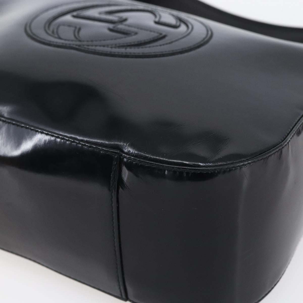 GUCCI Soho Shoulder Bag Enamel Black 001 1364 1703 Auth 150120