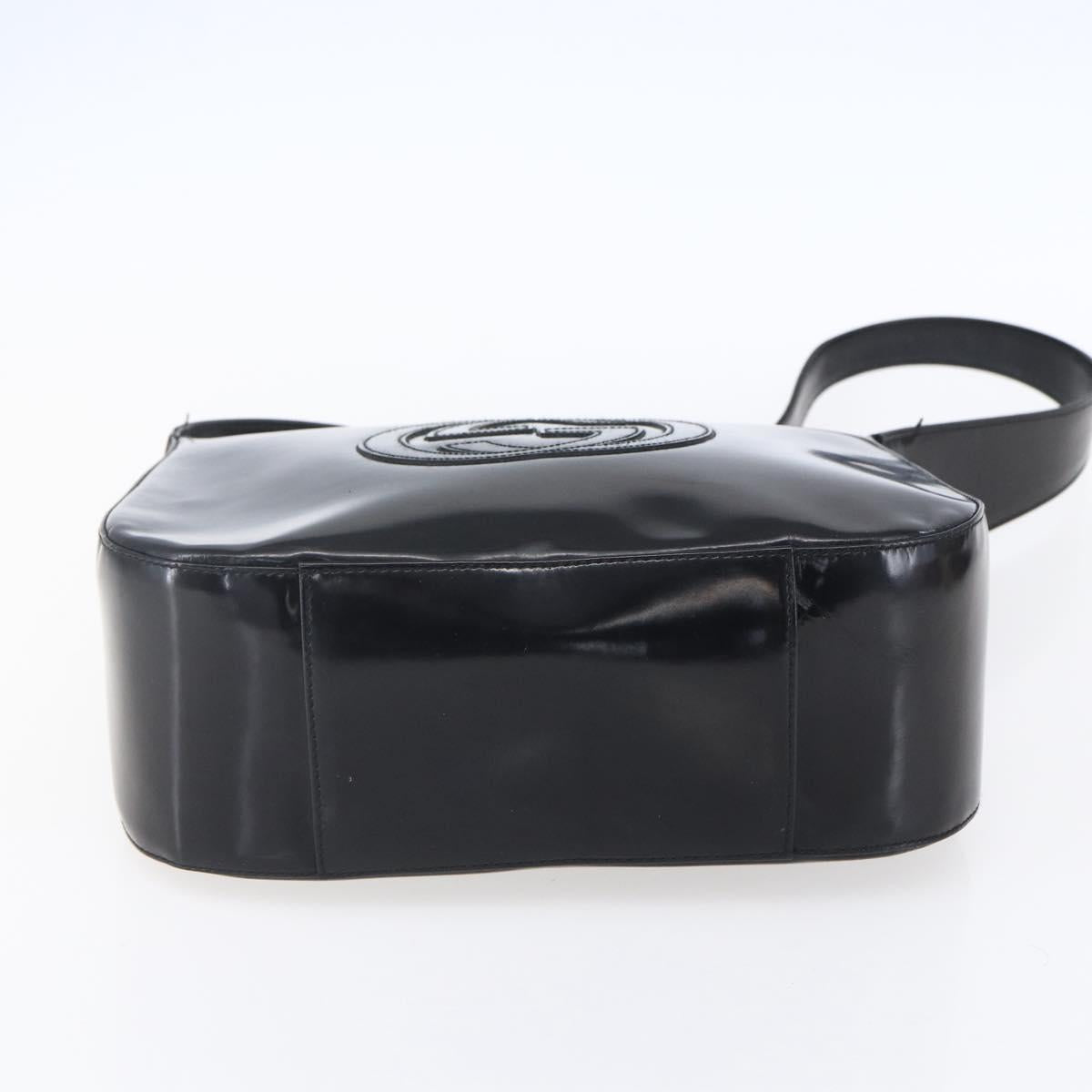 GUCCI Soho Shoulder Bag Enamel Black 001 1364 1703 Auth 150120