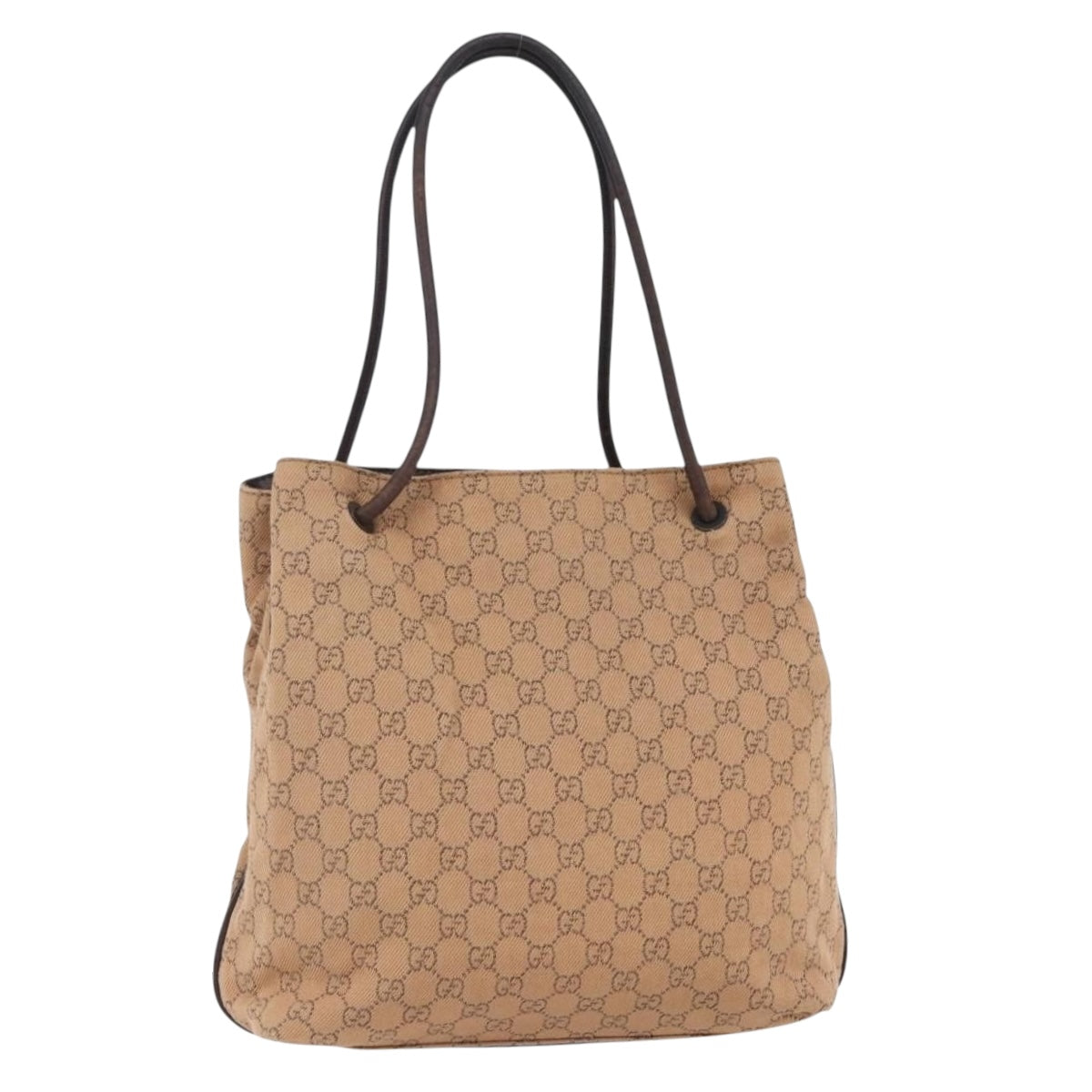 GUCCI GG Canvas Shoulder Bag Beige 101341 Auth 150124