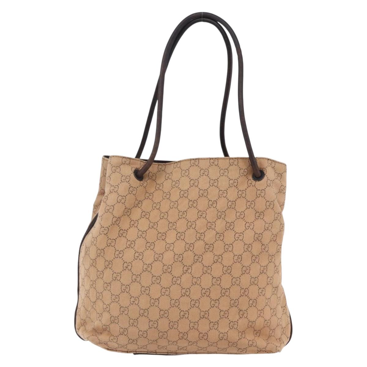 GUCCI GG Canvas Shoulder Bag Beige 101341 Auth 150124