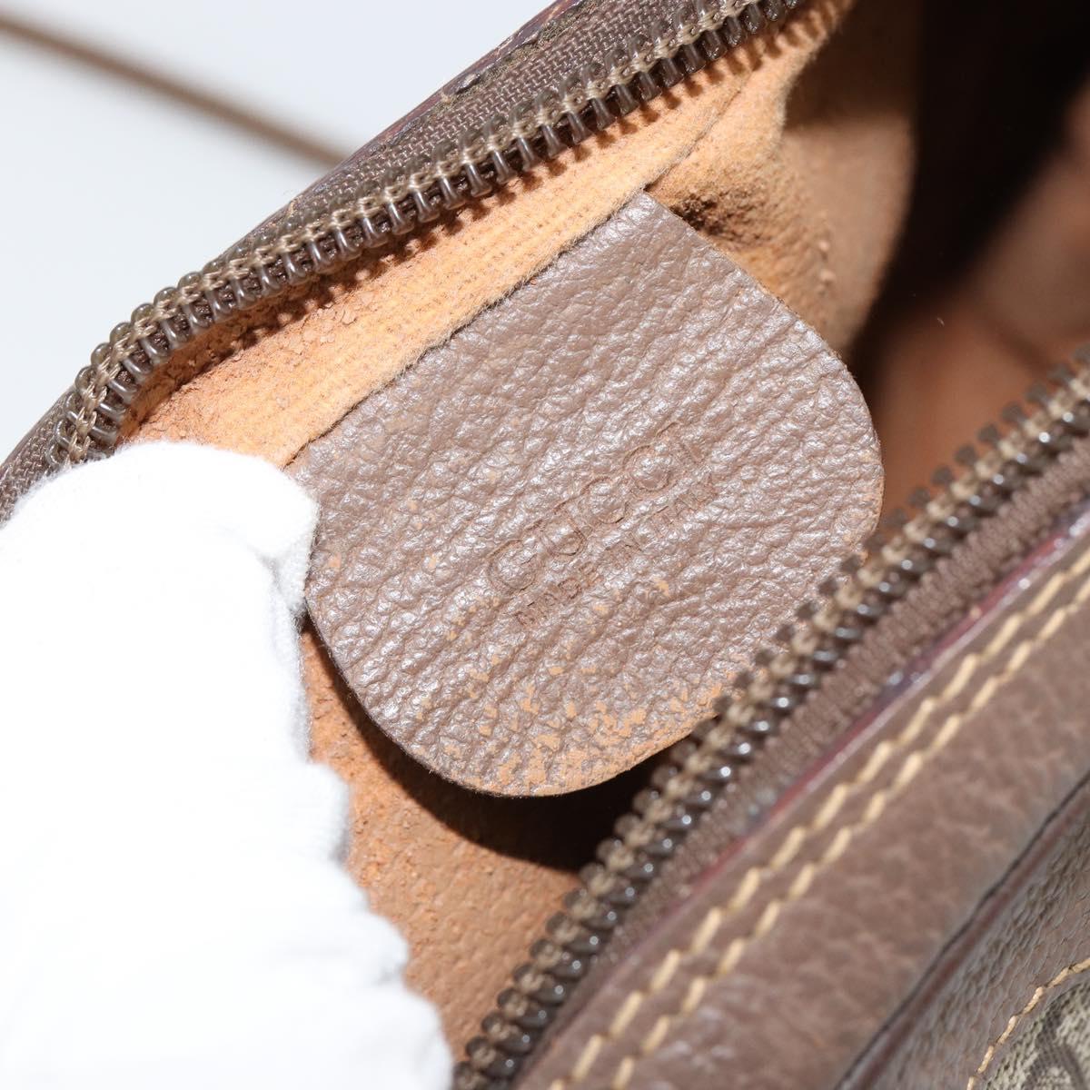 GUCCI GG Supreme Web Sherry Line Bag PVC Beige Gold 007 58 6112 4023 Auth 150125