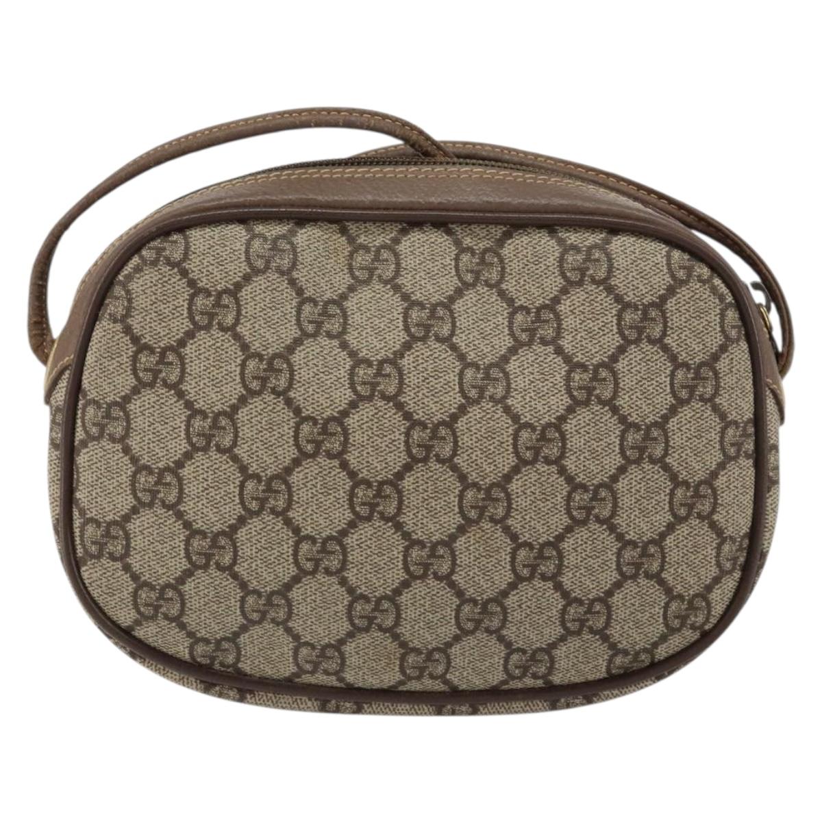 GUCCI GG Supreme Web Sherry Line Bag PVC Beige Gold 007 58 6112 4023 Auth 150125