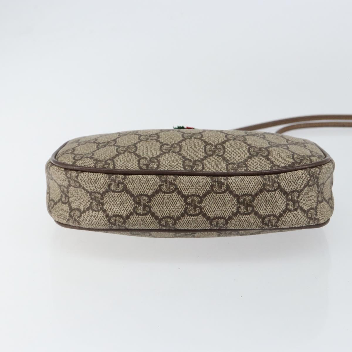 GUCCI GG Supreme Web Sherry Line Bag PVC Beige Gold 007 58 6112 4023 Auth 150125