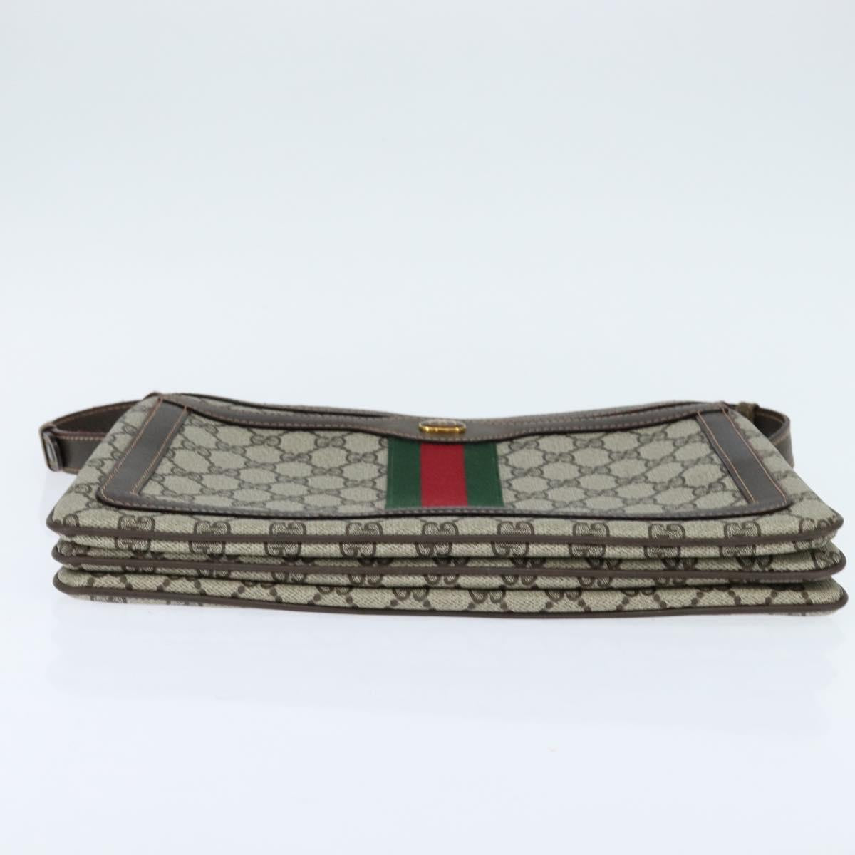 GUCCI GG Supreme Web Sherry Line Shoulder Bag PVC Beige 378 001 4085 Auth 150126