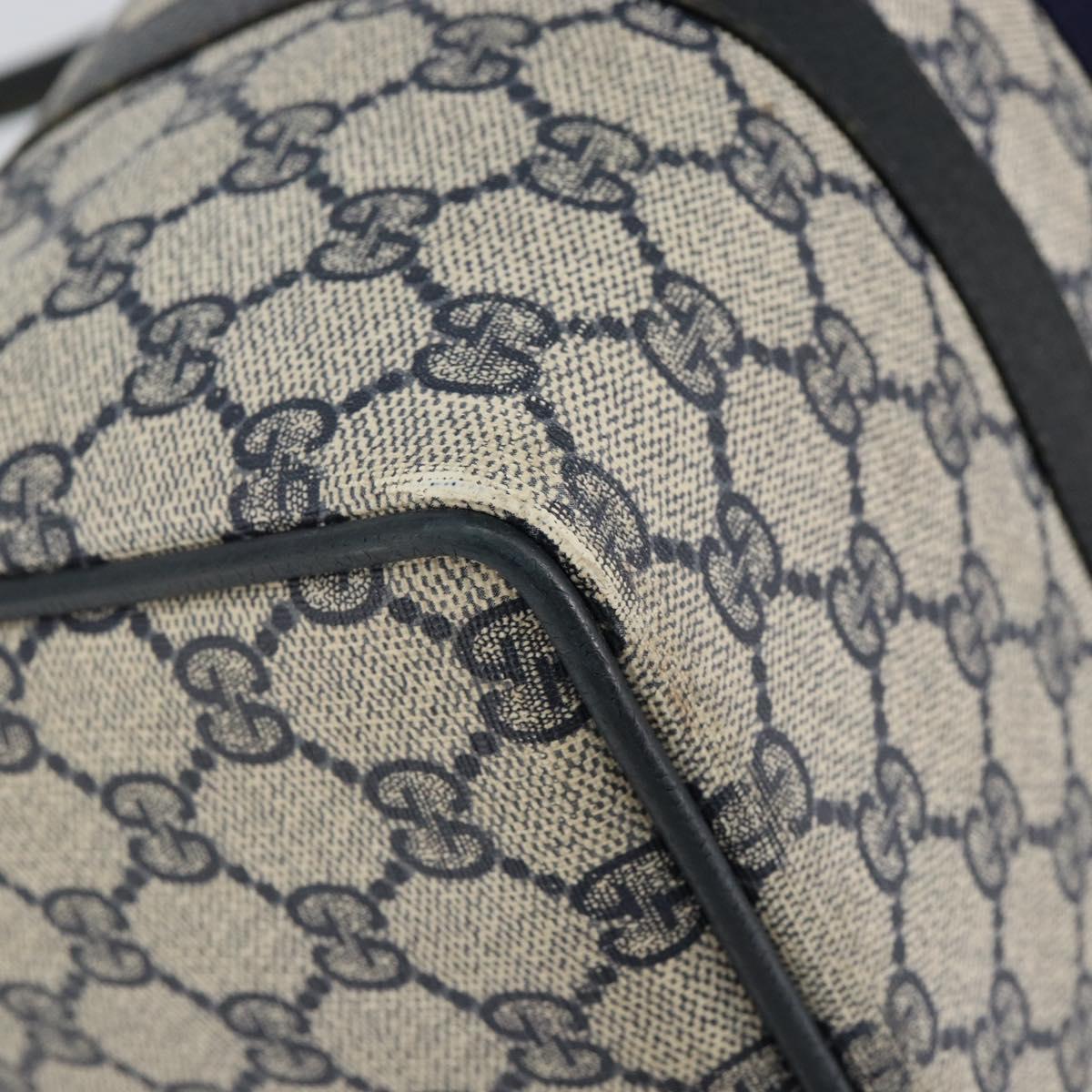 GUCCI GG Supreme Sherry Line Boston Bag PVC Navy Gold Red Auth 150128