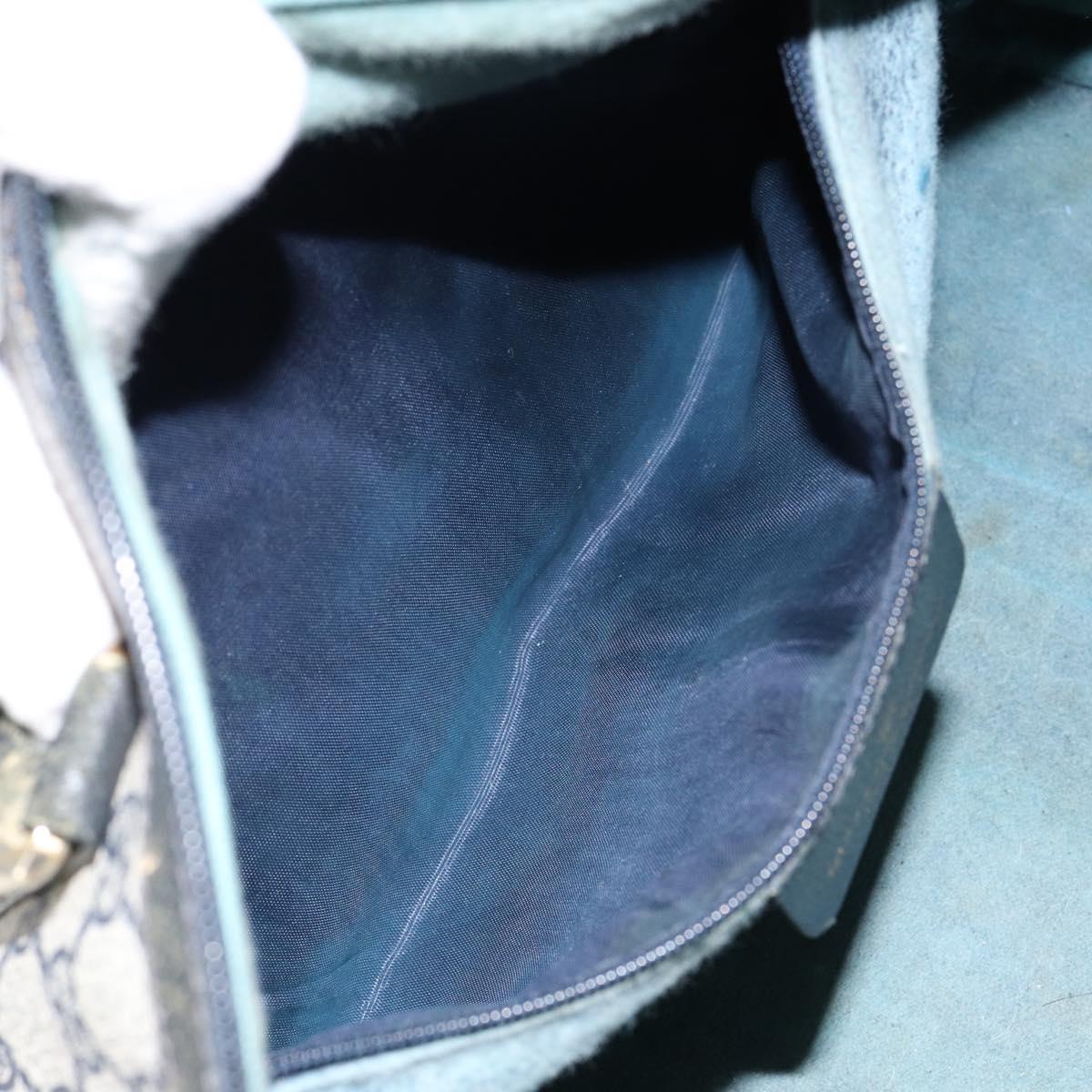 GUCCI GG Supreme Sherry Line Boston Bag PVC Navy Gold Red Auth 150128