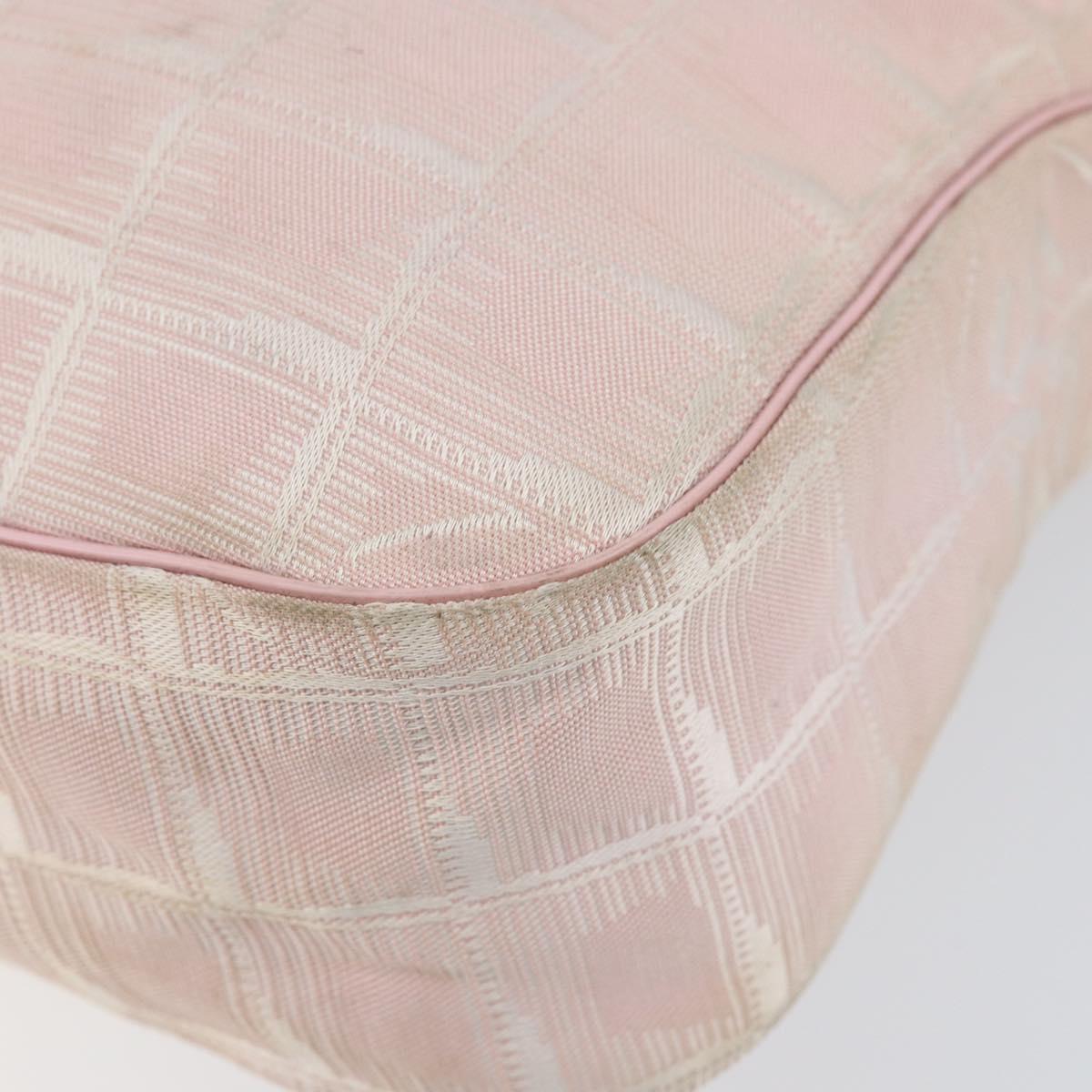 CHANEL New Travel line Shoulder Bag Nylon Pink Gold CC Auth 150130