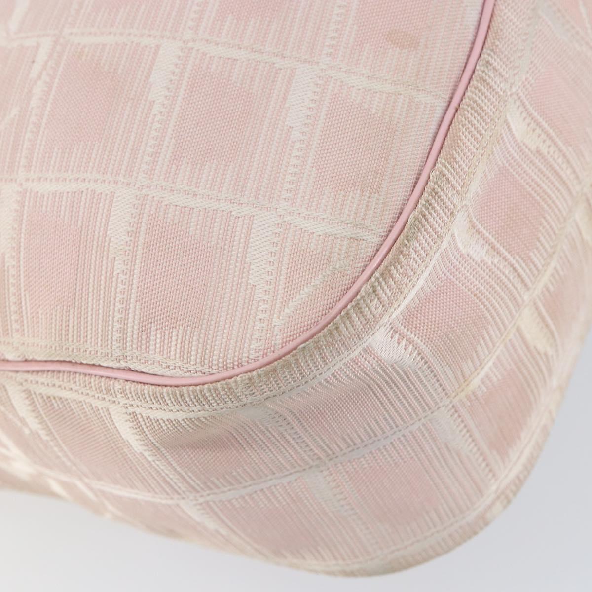 CHANEL New Travel line Shoulder Bag Nylon Pink Gold CC Auth 150130