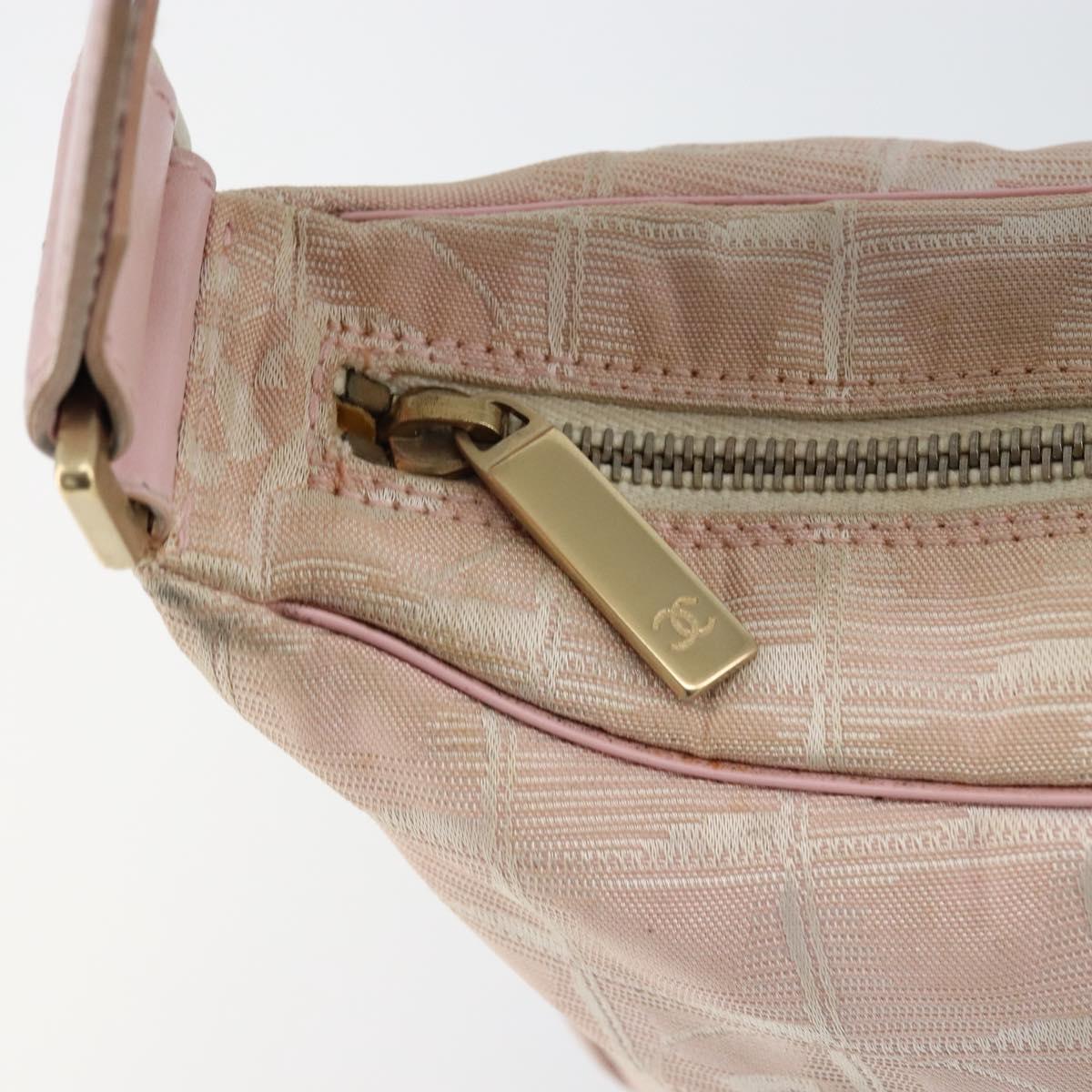 CHANEL New Travel line Shoulder Bag Nylon Pink Gold CC Auth 150130