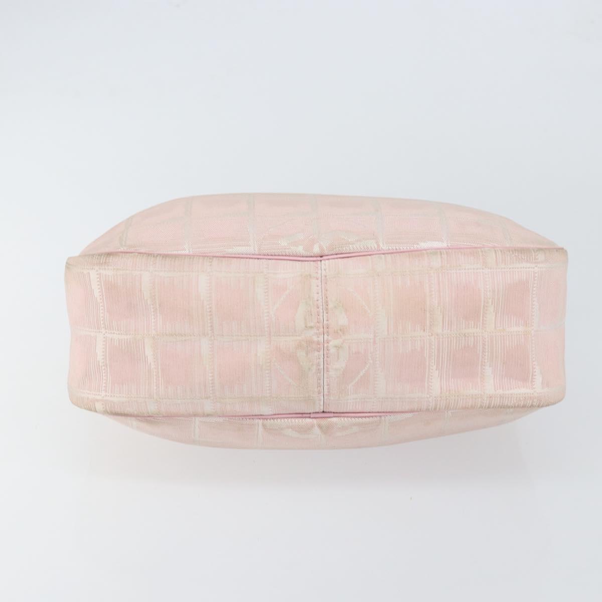 CHANEL New Travel line Shoulder Bag Nylon Pink Gold CC Auth 150130