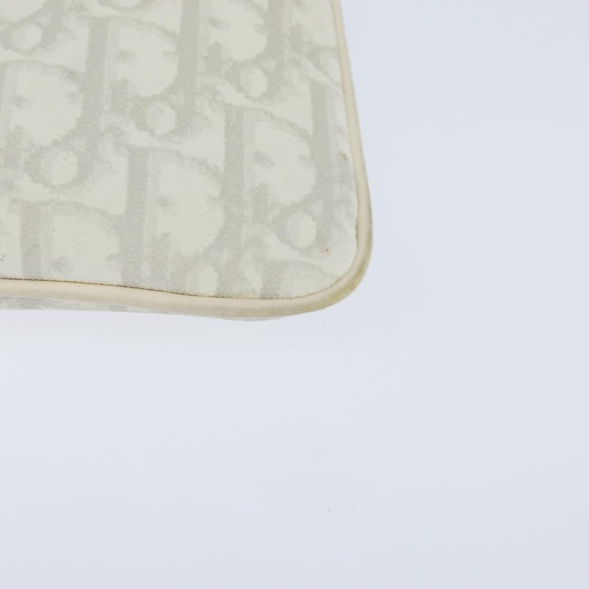 Christian Dior Trotter Canvas Romantic Shoulder Bag PVC Ivory Silver Auth 150134