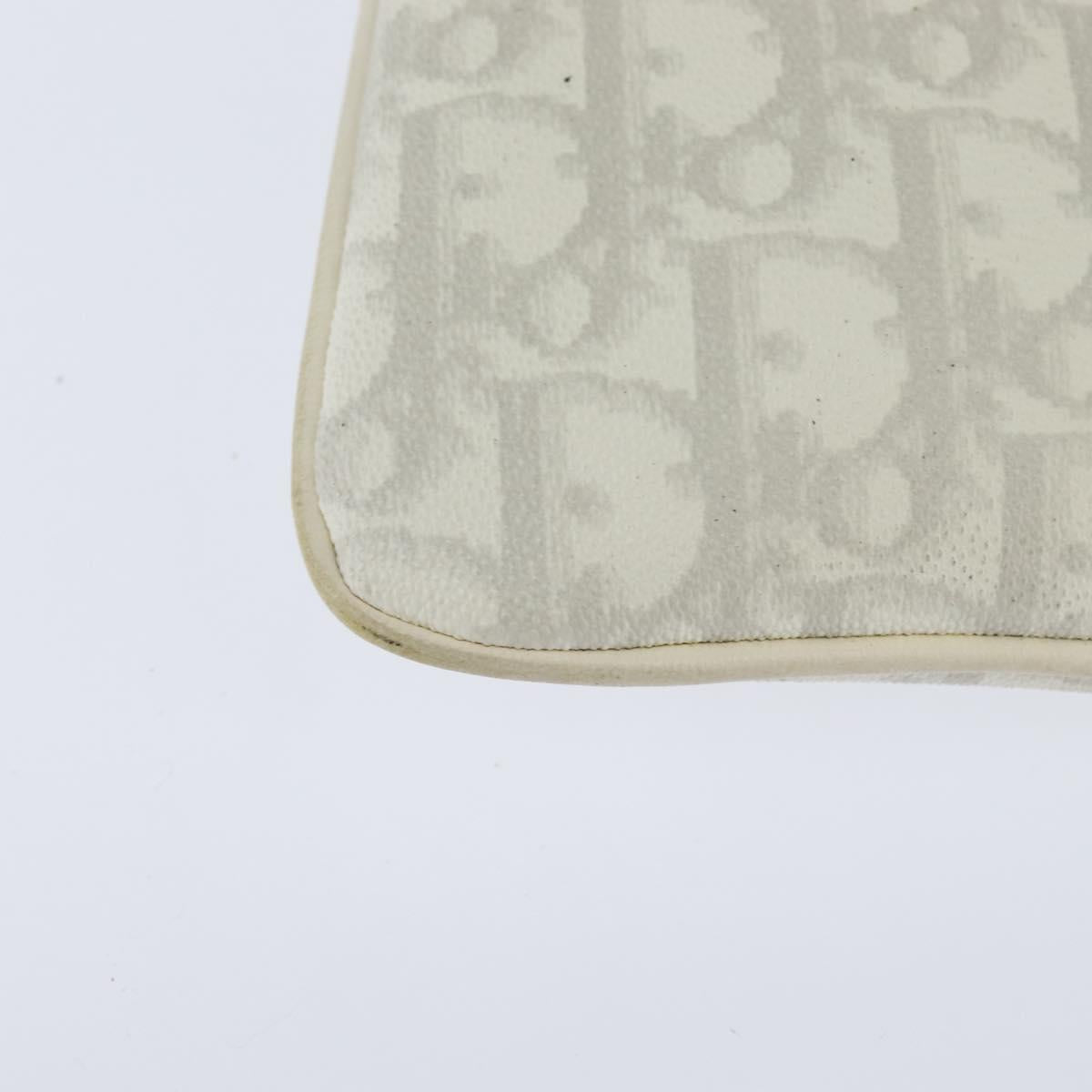 Christian Dior Trotter Canvas Romantic Shoulder Bag PVC Ivory Silver Auth 150134