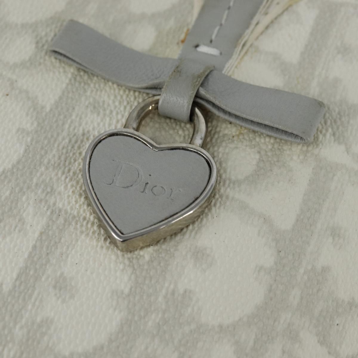 Christian Dior Trotter Canvas Romantic Shoulder Bag PVC Ivory Silver Auth 150134
