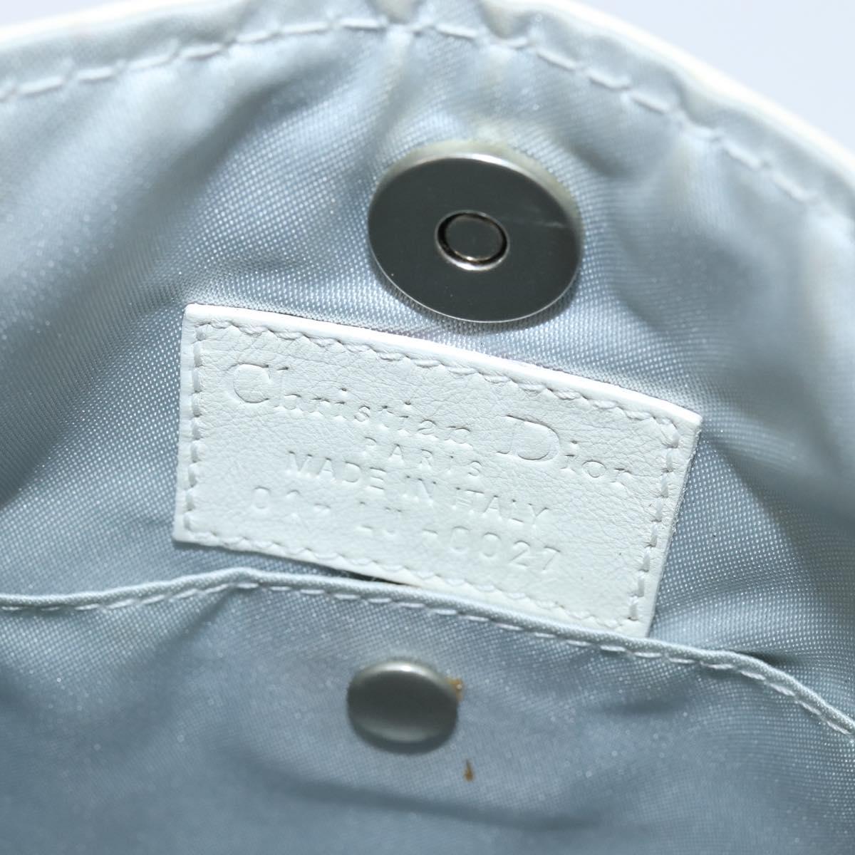 Christian Dior Trotter Canvas Romantic Shoulder Bag PVC Ivory Silver Auth 150134