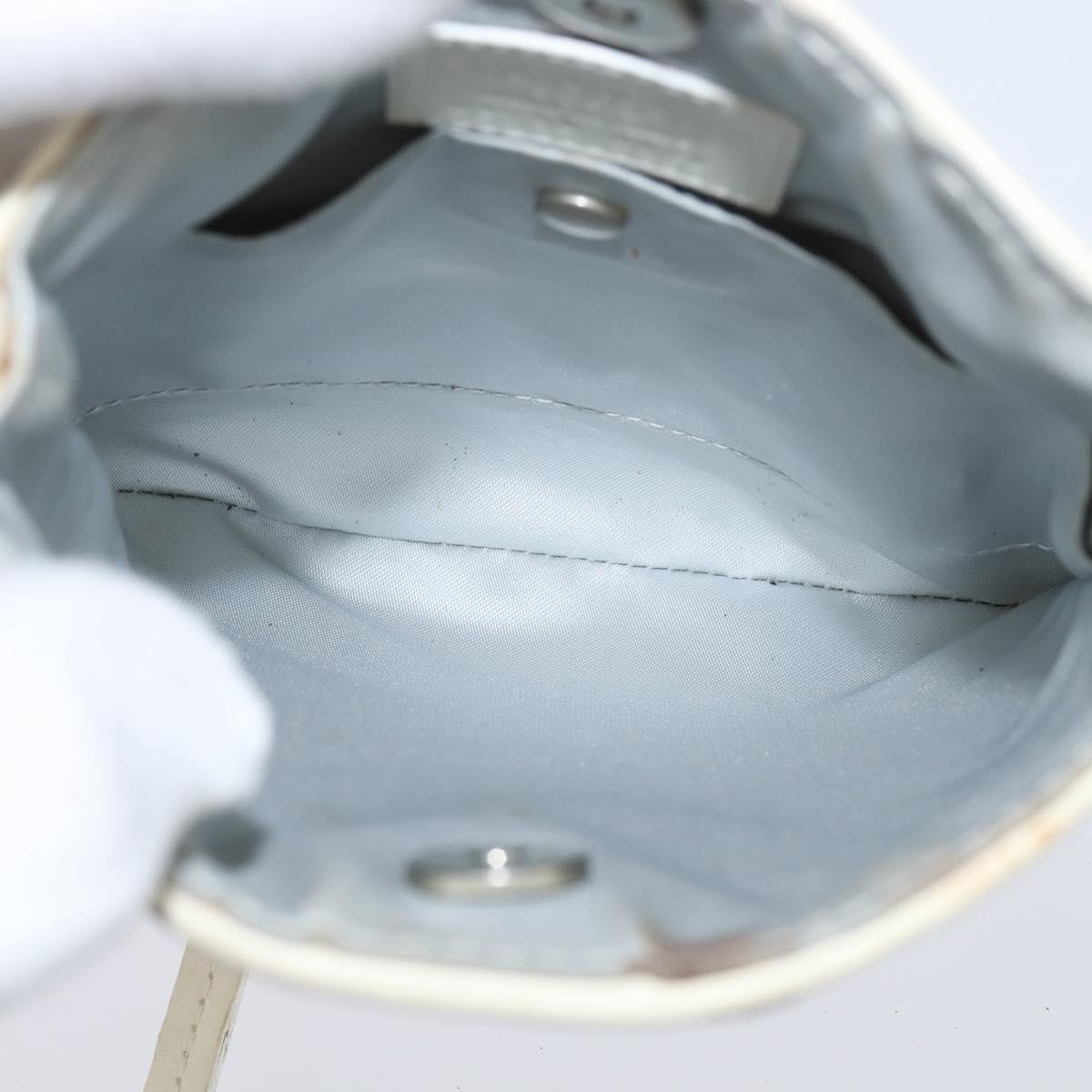 Christian Dior Trotter Canvas Romantic Shoulder Bag PVC Ivory Silver Auth 150134