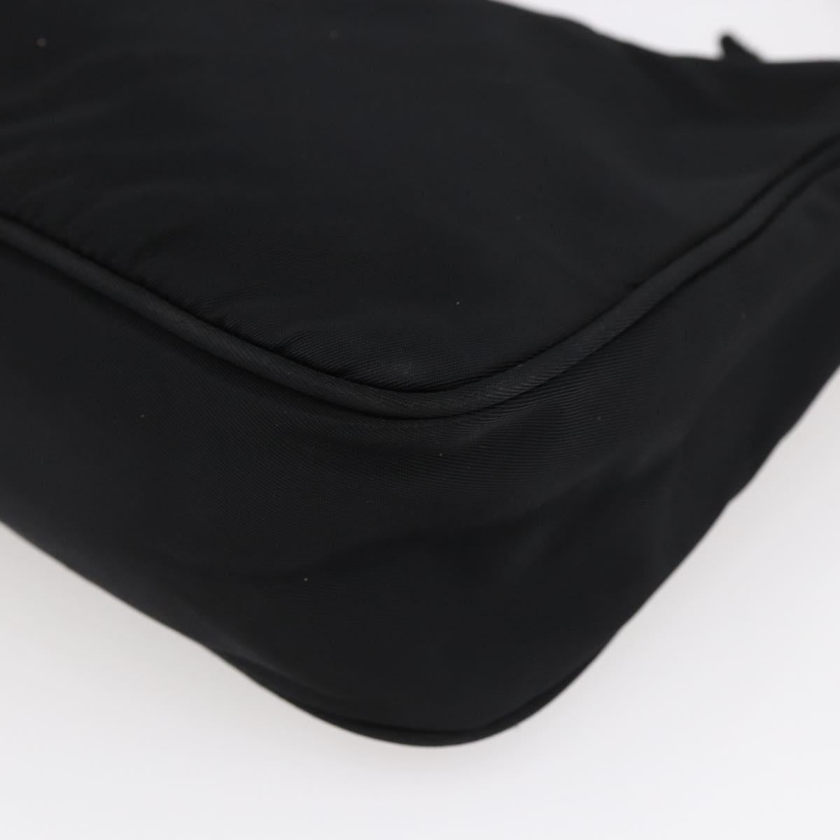PRADA Hand Bag Nylon Black Silver Auth 150135